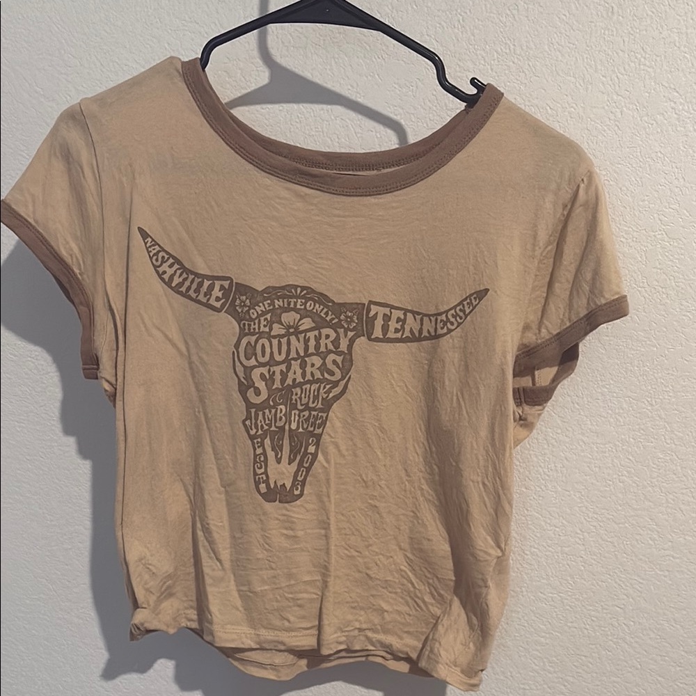 Hollister Tan Graphic Crop T-Shirt